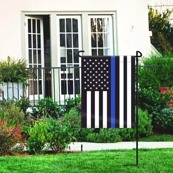 Flag US Thin Blue Line Thin Patriotic Yard Lawn Garden Outdoor Indoor Blue Black - Picture 2 of 16